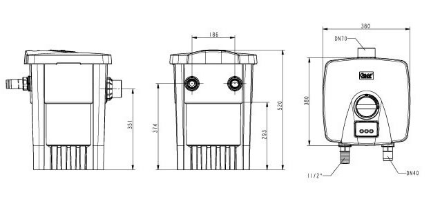 Filtomatic filter technical dimensions