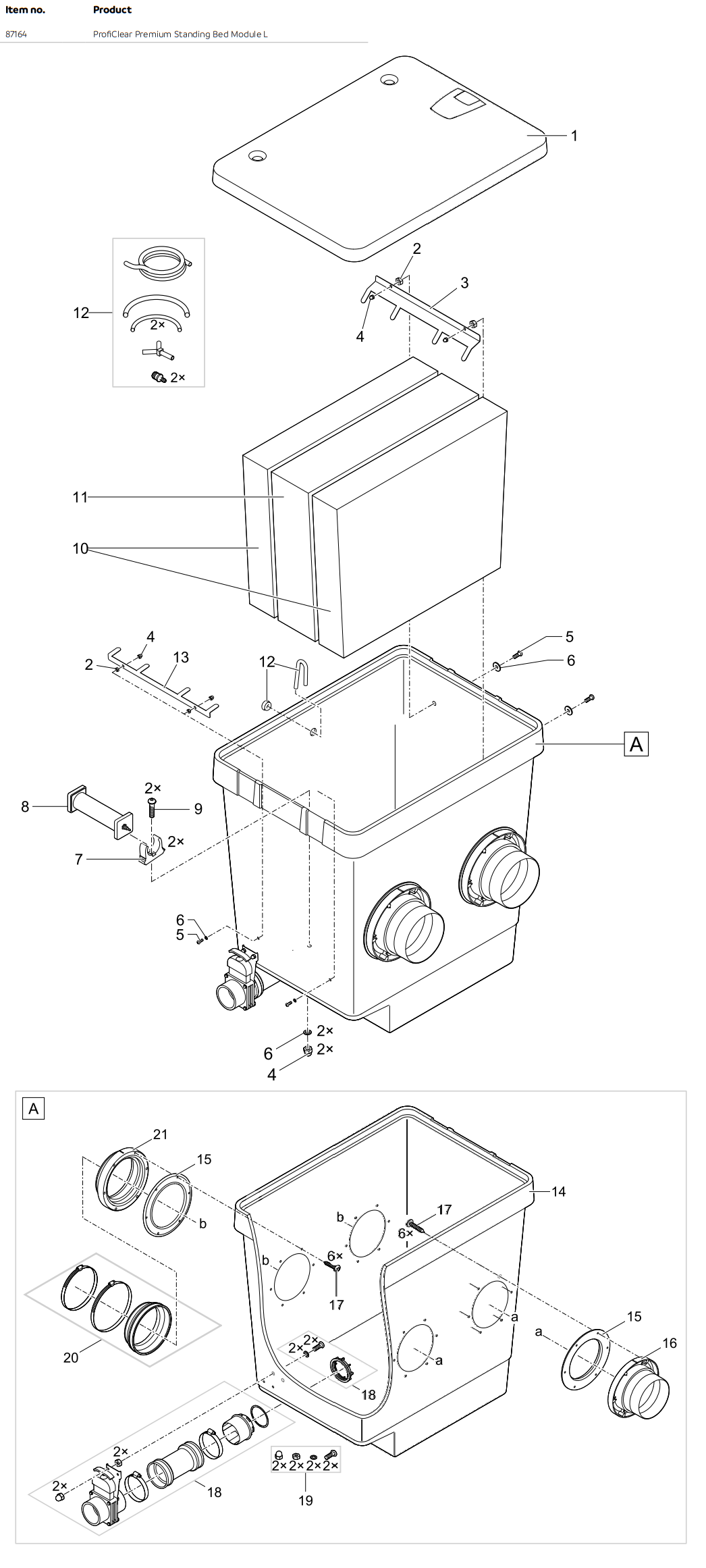Standing Bed Module L Exploded Diagram