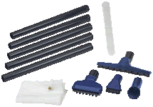 Various attachments and extension pieces are supplied with the Pondovac 4